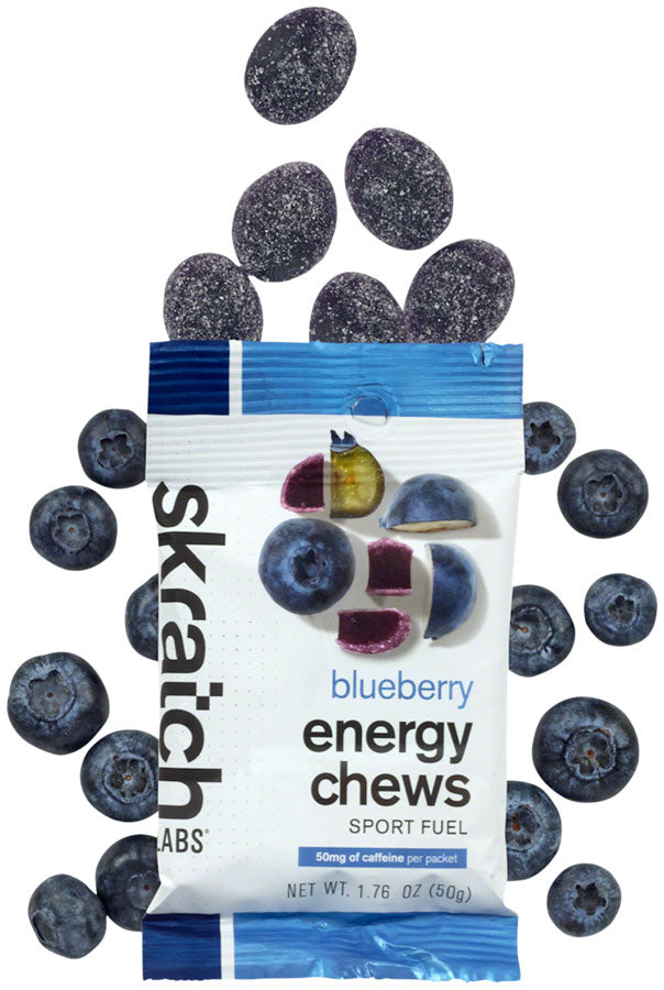 Load image into Gallery viewer, Skratch Labs Energy Chews Sport Fuel - Blueberry, With Caffiene, Box of 10
