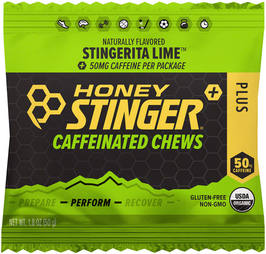 Honey Stinger Caffeinated Energy Chews - Stingerita Lime, Box of 12 Packets