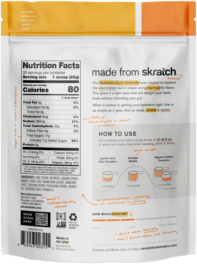 Load image into Gallery viewer, Skratch Labs Hydration Sport Drink Mix - Mango/Tangerine, 20 Servings
