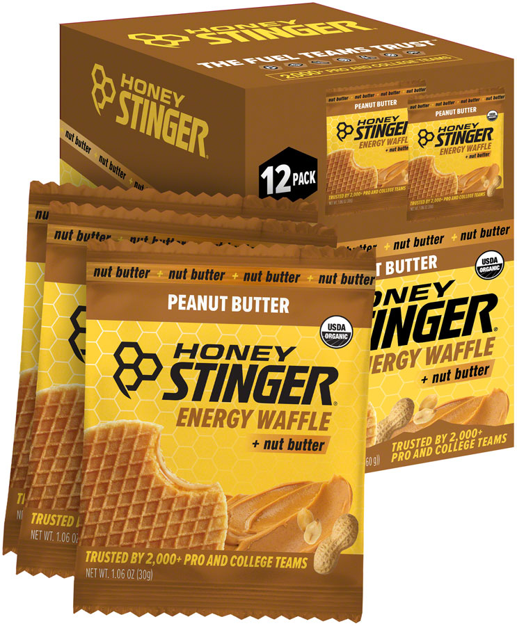 Load image into Gallery viewer, Honey Stinger Organic Peanut Butter Stinger Waffle Energy Peanut Butter Box of 12 Yes
