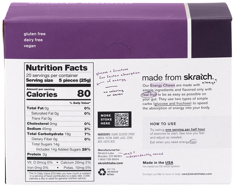 Load image into Gallery viewer, Skratch Labs Sport Chews - Grape, Box 10 Single Serve Packets Pack of  10
