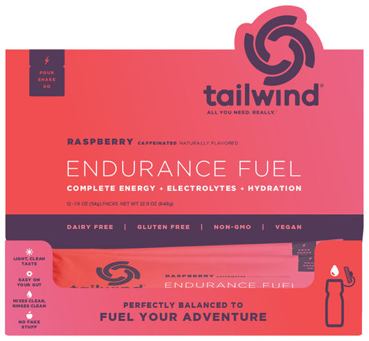 Tailwind Endurance Fuel Raspberry - Caffeinated, Box of 12 Single Servings