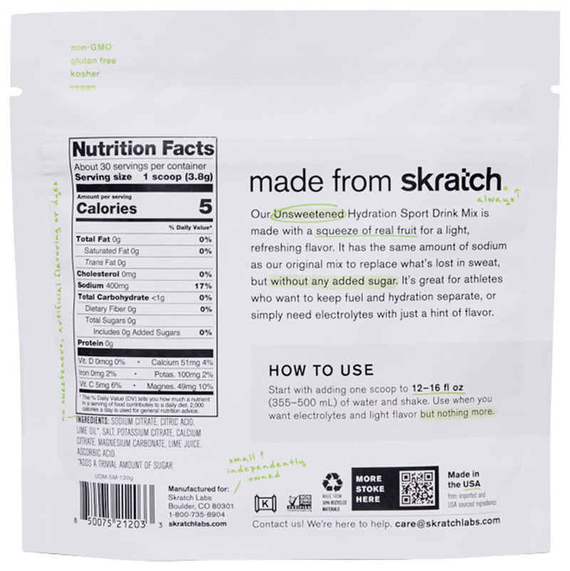Load image into Gallery viewer, Skratch Labs Unsweetened Hydration Sport Drink Mix - Salted Margarita, 30-Serving Resealable Bag
