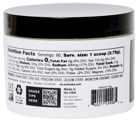 Skratch Labs Electrolyte Booster, Unflavored Hydration, 60-Serving Jar