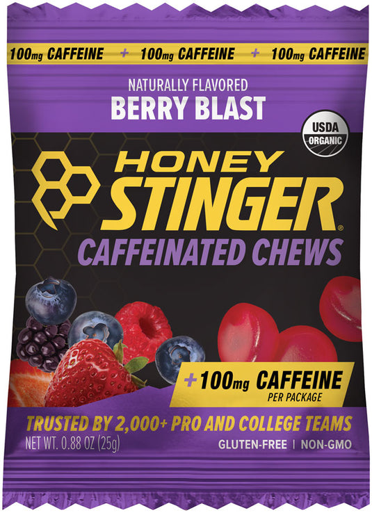 Honey Stinger High Caffeinated Chews - Berry Blast, Box of 12 Packets Pack of  12