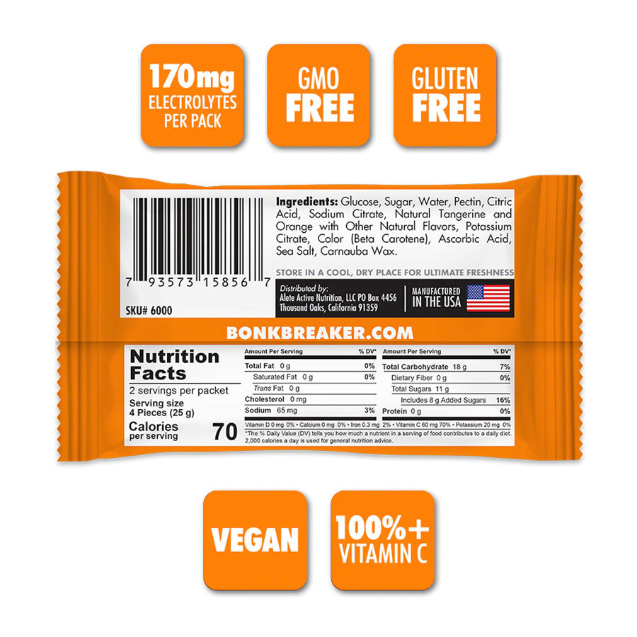 Bonk Breaker Energy Chews - Tangerine Orange, Box of 10 Packs