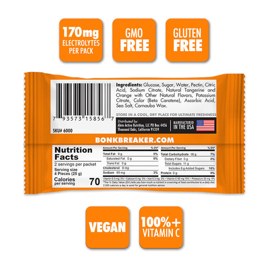 Pack of 2 Bonk Breaker Energy Chews - Tangerine Orange, Box of 10 Packs