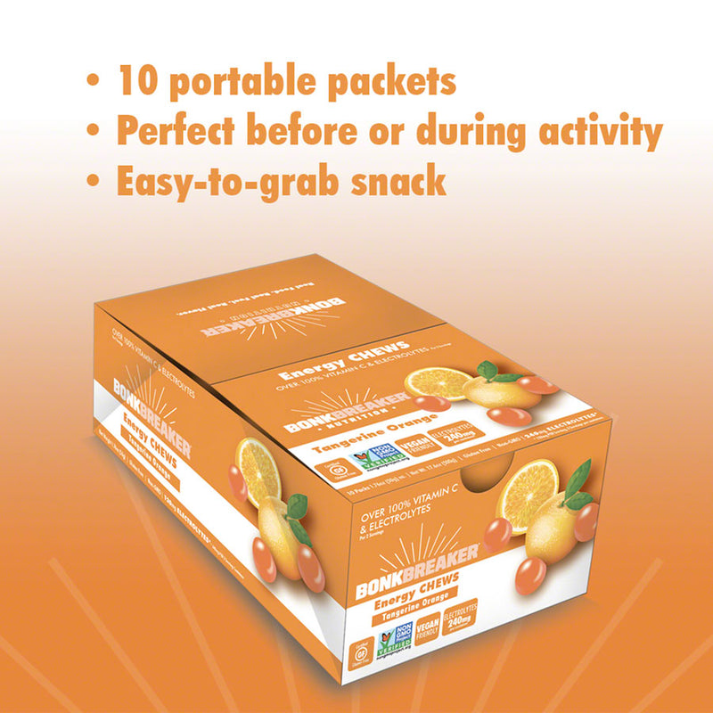 Load image into Gallery viewer, Pack of 2 Bonk Breaker Energy Chews - Tangerine Orange, Box of 10 Packs
