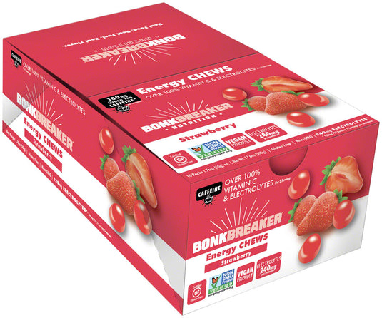 Pack of 2 Bonk Breaker Energy Chews - Strawberry, With Caffiene, Box of 10 Packs