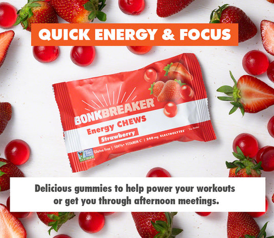 Pack of 2 Bonk Breaker Energy Chews - Strawberry, With Caffiene, Box of 10 Packs
