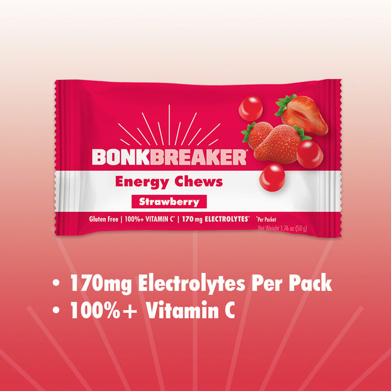 Load image into Gallery viewer, Pack of 2 Bonk Breaker Energy Chews - Strawberry, With Caffiene, Box of 10 Packs

