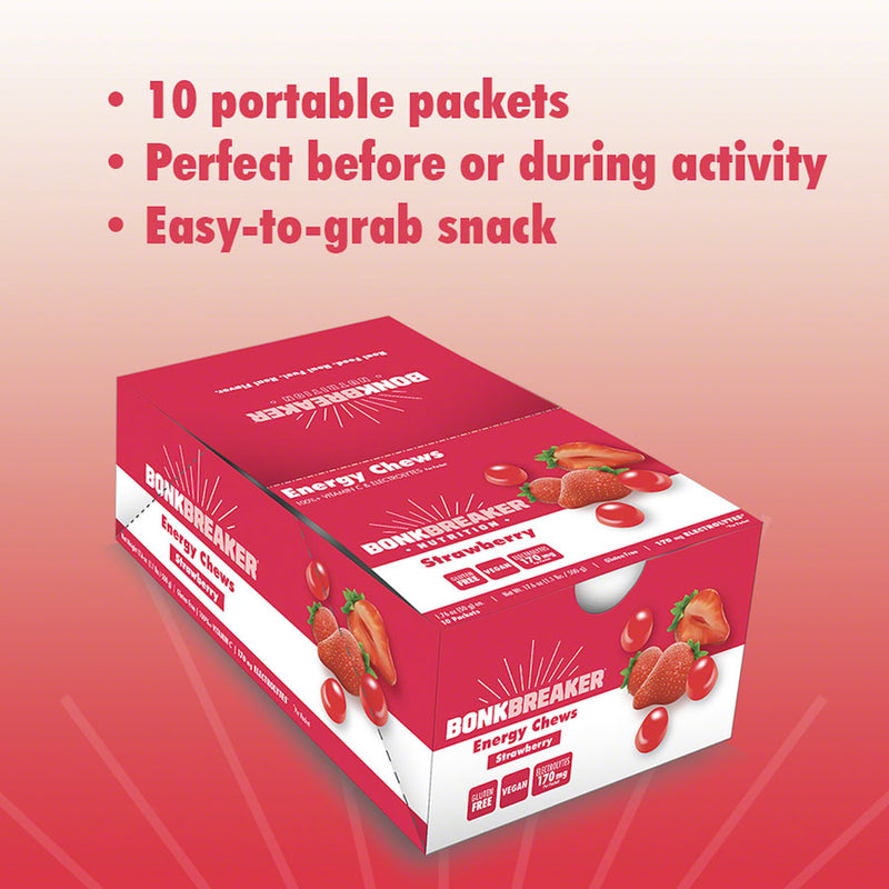 Load image into Gallery viewer, Bonk Breaker Energy Chews - Strawberry, Box of 10 Packs
