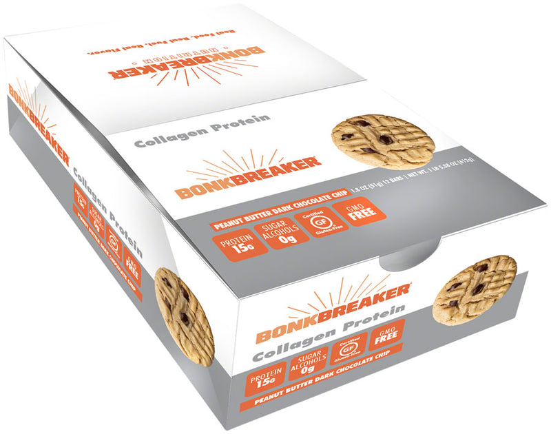 Load image into Gallery viewer, Bonk Breaker Premium Protein Bar Peanut Butter Dark Chocolate Chip Box of 12
