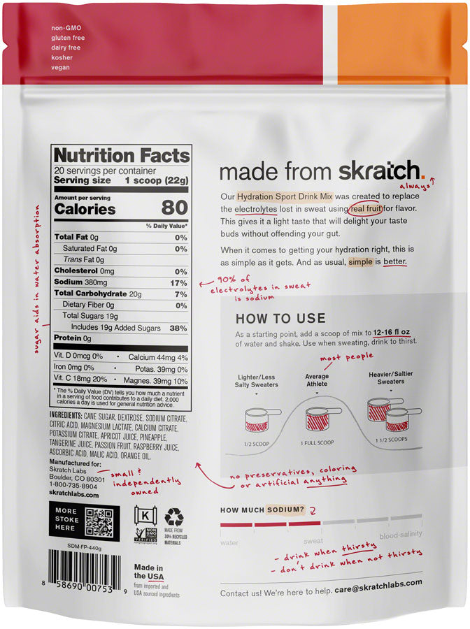 Load image into Gallery viewer, Skratch Labs Hydration Sport Drink Mix - Fruit Punch, 20-Serving Resealable Pouch
