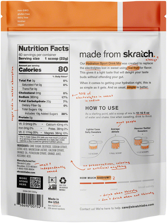 Load image into Gallery viewer, Skratch Labs Hydration Sport Drink Mix - Orange, 60-Serving Resealable Pouch
