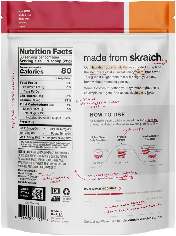 Load image into Gallery viewer, Skratch Labs Hydration Sport Drink Mix - Fruit Punch, 60 -Serving Resealable Pouch
