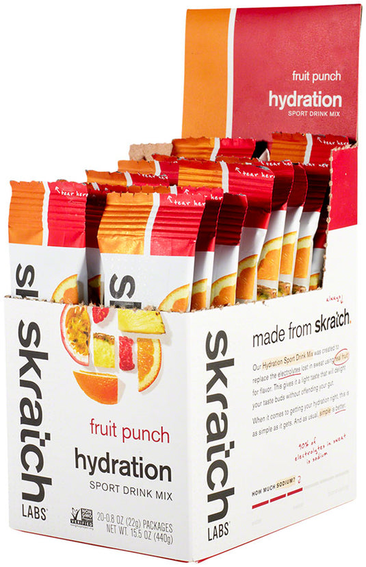 Skratch Labs Sport Hydration Drink Mix, Fruit Punch, Individual Packs, 20 servings, 20pcs