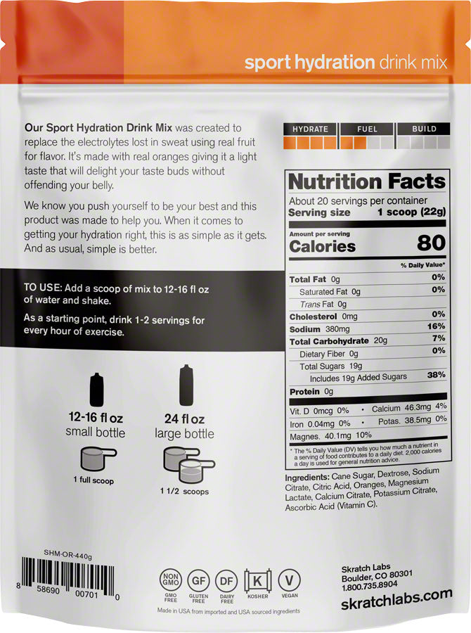Load image into Gallery viewer, Skratch Labs Hydration Sport Drink Mix - Orange, 20-Serving Resealable Pouch
