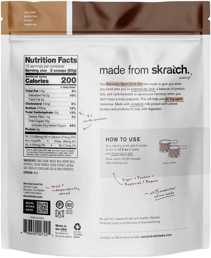 Load image into Gallery viewer, Skratch Labs Recovery Sport Drink Mix - Chocolate, 12-Serving Resealable Pouch
