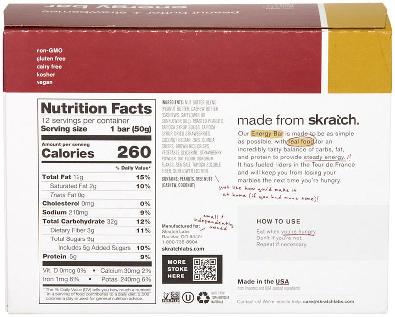 Load image into Gallery viewer, Skratch Labs Energy Bar Sport Fuel - Peanut Butter and Strawberries, Box of 12
