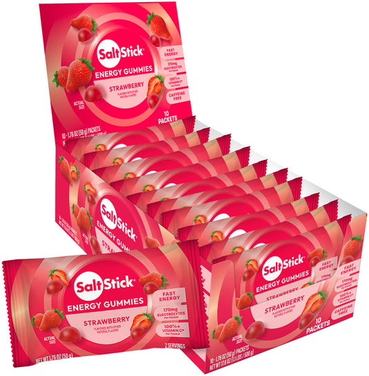 SaltStick (Bonk Breaker) Energy Gummies, Strawberry, 10/Count Carton