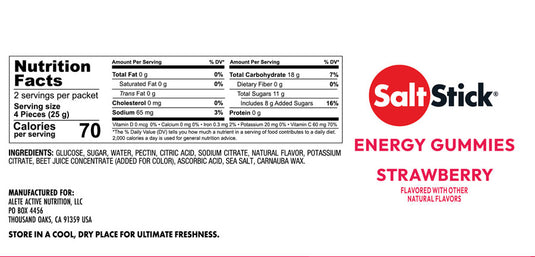 SaltStick (Bonk Breaker) Energy Gummies, Strawberry, 10/Count Carton