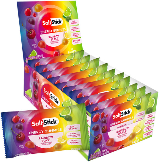 SaltStick (Bonk Breaker) Energy Gummies, Rainbow Blast, 10/Count Carton