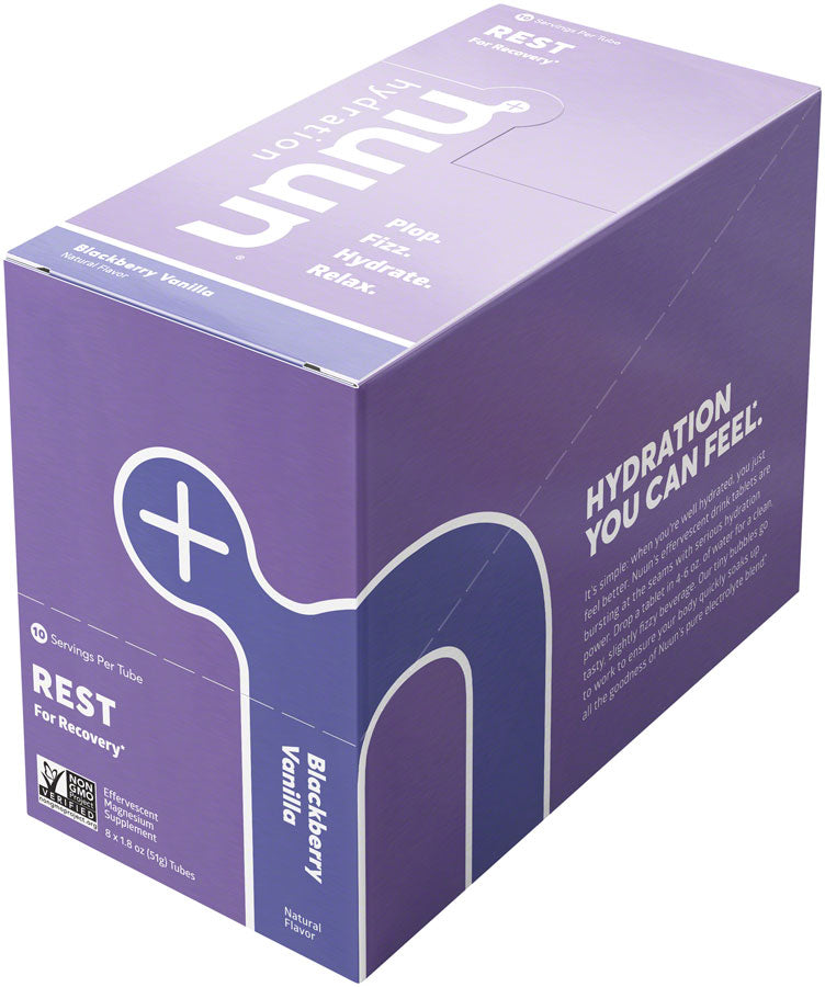 Load image into Gallery viewer, Nuun Rest Hydration Tablets: Blackberry Vanilla, Box of 8 Tubes

