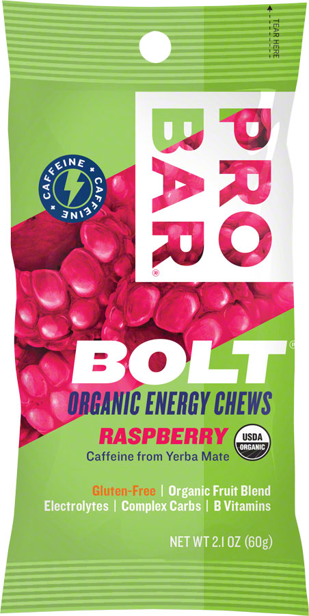 Load image into Gallery viewer, Pack of 2 ProBar Bolt Chews: Raspberry, Box of 12, 20mg Caffeine Energy
