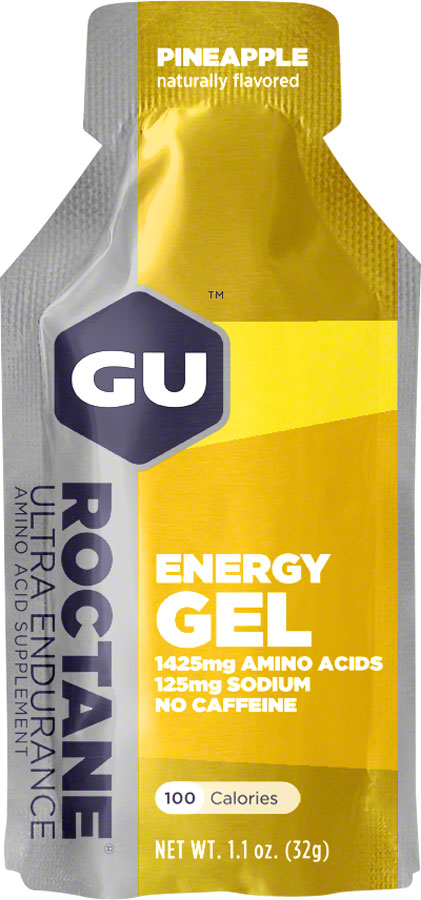 GU Roctane Energy Gel - Pineapple, Caffeine Free, Box of 24