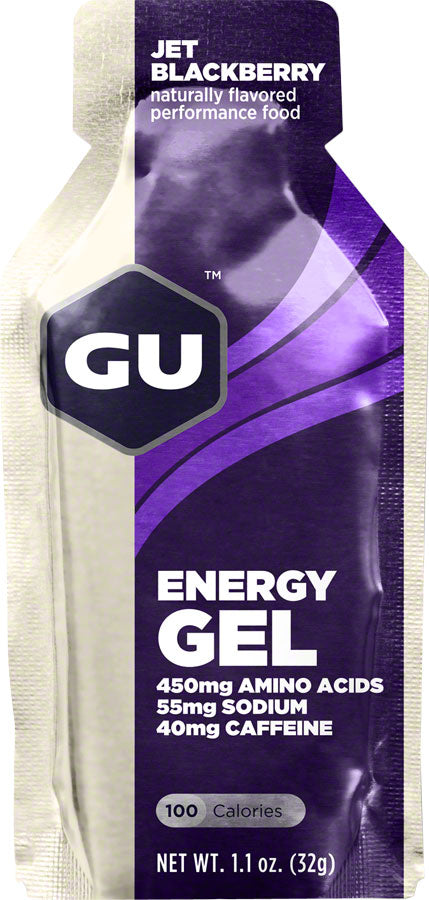 GU Energy Gel Jet Blackberry Box of 24 Pack Nutrition Snack Active