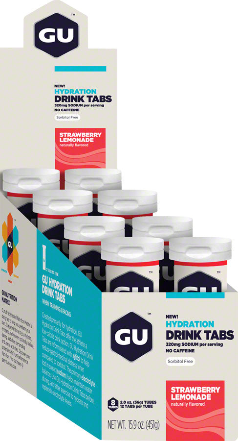 Load image into Gallery viewer, GU Hydration Drink Tabs: Strawberry Lemonade, Box of 8 Tubes

