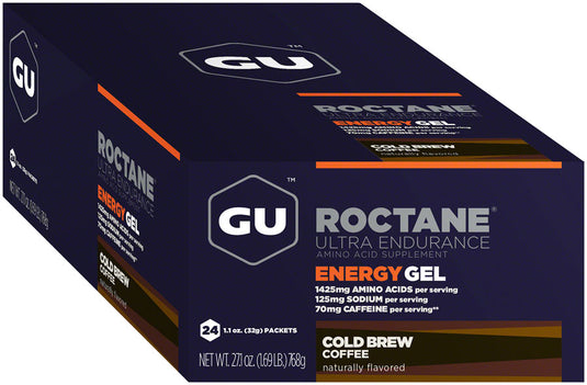 GU Roctane Energy Gel - Cold Brew Coffee, Box of 24