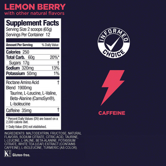 GU Roctane Energy Drink Mix - Lemon Berry, 12 Serving Canister