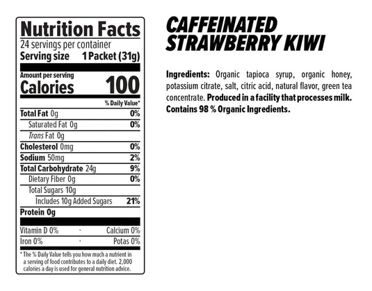 Honey Stinger Organic Energy Gel - Kiwi-Strawberry with Caffeine, Box of 24