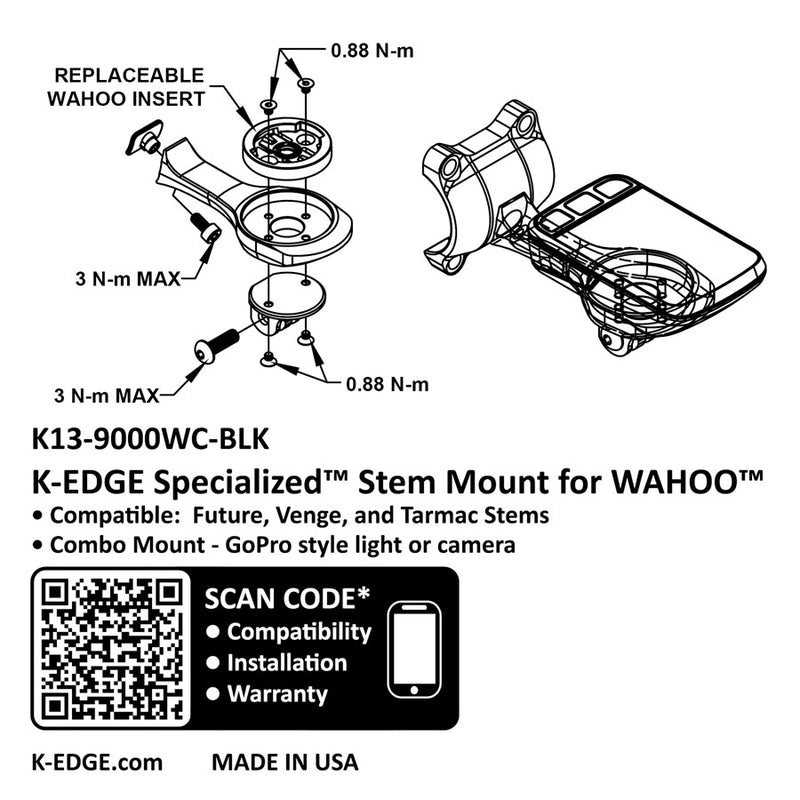 Load image into Gallery viewer, K-EDGE Wahoo Specialized Future Combo Mount - Black, Compatible up to Garmin 1050
