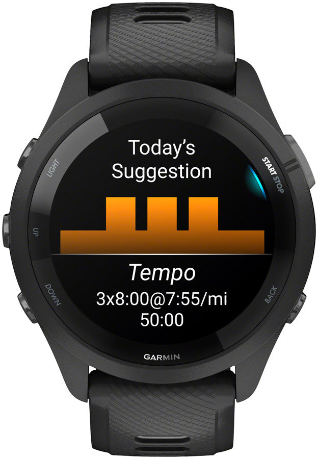 Load image into Gallery viewer, Garmin Forerunner 265 GPS Smartwatch - 46mm, Black Bezel and Case, Black/Powder Gray Silicone Band

