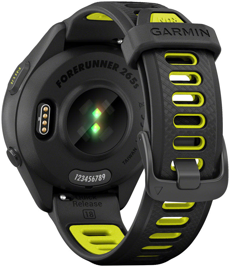Load image into Gallery viewer, Garmin Forerunner 265S GPS Smartwatch - 42mm, Black Bezel and Case, Black/Amp Yellow Silicone Band
