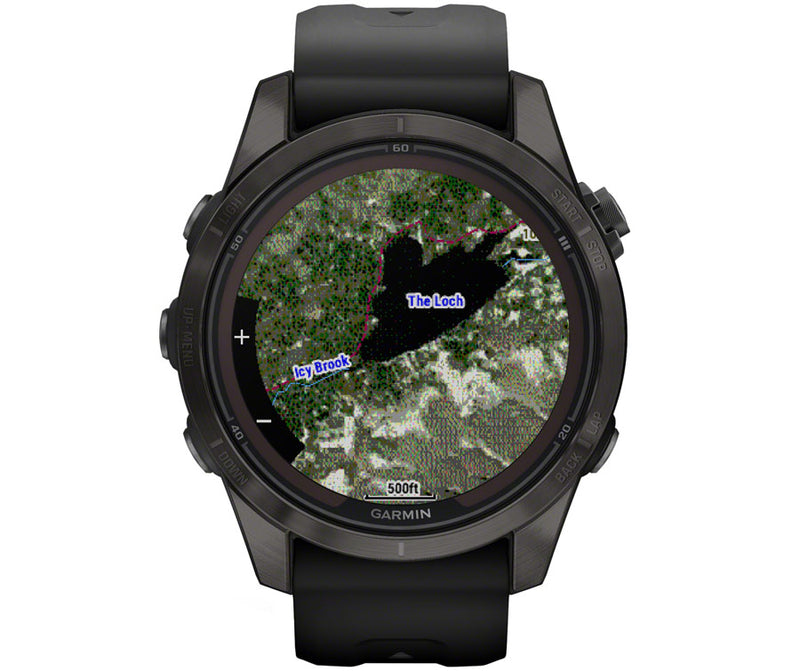 Load image into Gallery viewer, Garmin fenix 7S Pro Sapphire Solar Smartwatch - 42mm, Carbon Gray DLC Titanium Case, Black Band

