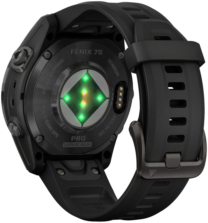 Garmin fenix 7S Pro Sapphire Solar Smartwatch - 42mm, Carbon Gray DLC Titanium Case, Black Band