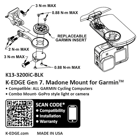 K-EDGE Garmin Gen 7 Madone/Emonda Combo Mount - Black Anodize