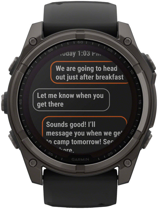 Garmin fenix 8 Smartwatch - 51mm, Solar, Sapphire, Carbon Gray DLC Titanium with Black/Pebble Gray Silicone