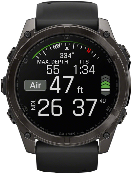 Garmin fenix 8 Smartwatch - 51mm, AMOLED, Sapphire, Carbon Gray DLC Titanium with Black/Pebble Gray Silicone