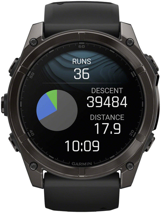 Garmin fenix 8 Smartwatch - 51mm, AMOLED, Sapphire, Carbon Gray DLC Titanium with Black/Pebble Gray Silicone