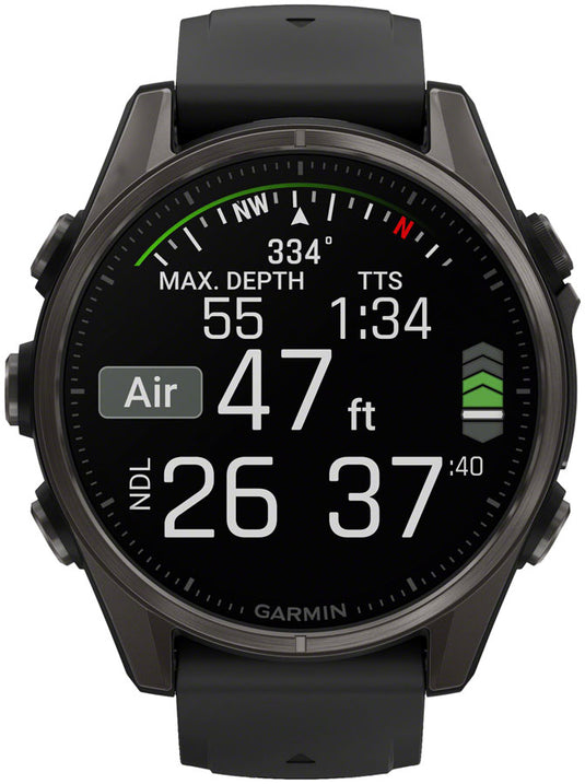 Garmin fenix 8 Smartwatch - 43mm, AMOLED, Sapphire, Carbon Gray DLC Titanium with Black/Pebble Gray Silicone