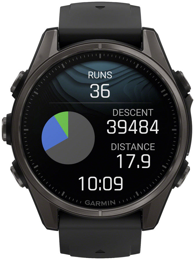 Load image into Gallery viewer, Garmin fenix 8 Smartwatch - 43mm, AMOLED, Sapphire, Carbon Gray DLC Titanium with Black/Pebble Gray Silicone
