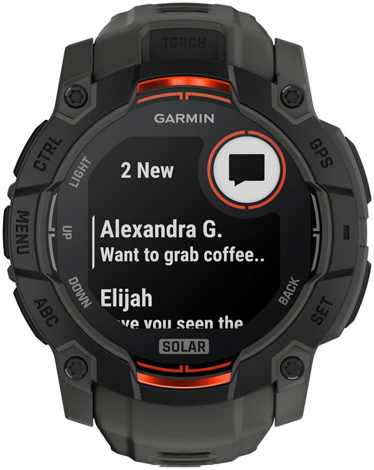 Garmin Instinct 3 GPS Smartwatch - 50mm Solar Black/Charcoal