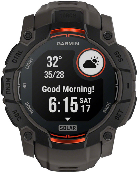 Garmin Instinct 3 GPS Smartwatch - 50mm Solar Black/Charcoal