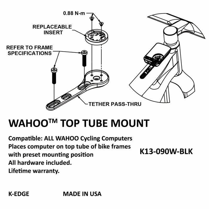 Load image into Gallery viewer, K-EDGE Wahoo Top Tube Mount Black CNC Machined Made In USA Multi Mount Positions

