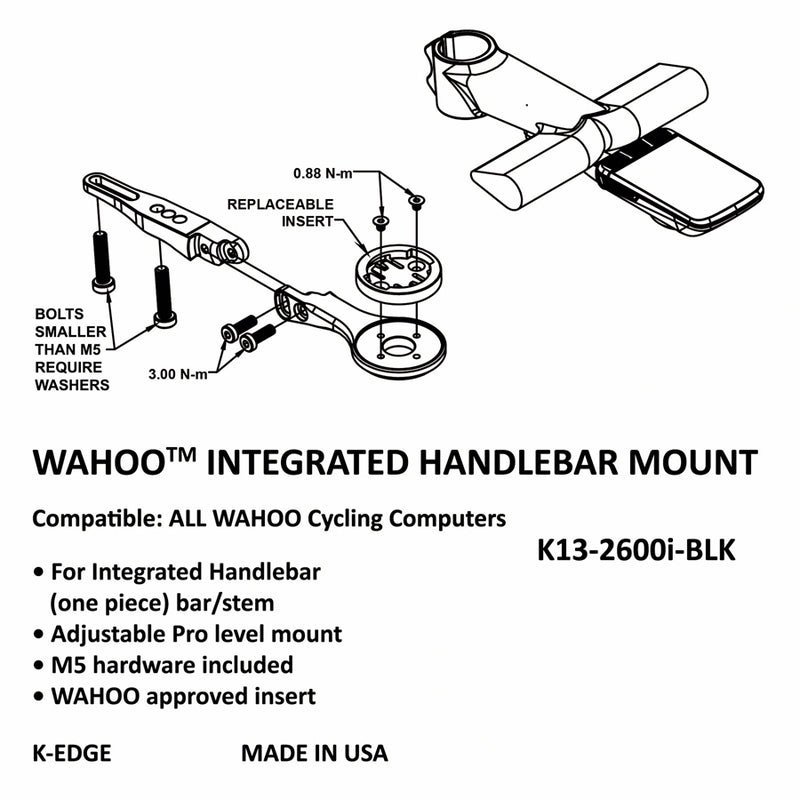 Load image into Gallery viewer, K-EDGE Integrated Handlebar System Mount for Wahoo Computers, w/ M5 hardware

